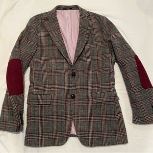 Gant Gray and Red Sport Coat with Plaid Pattern